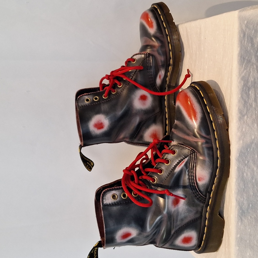 Dr. Martens Women's Black & Red Polka-Dot Lace-Up Boots - Picture 4 of 11